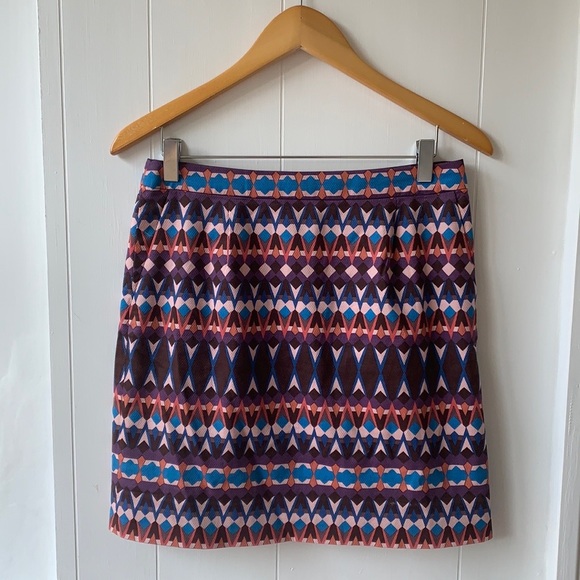 J. Crew Purple Geometric Pattern Skirt - Picture 1 of 9